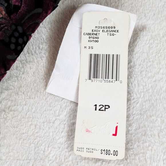 Vintage Velvet Asian Style Maxi Dress Women's 12 Petite Black Purple Floral - Picture 6 of 7